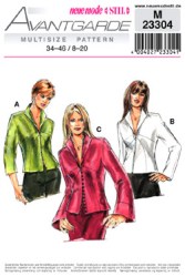 23304 BUTTON/ZIP BLOUSE TOP 3 LENGTHS PATTERN 8-20